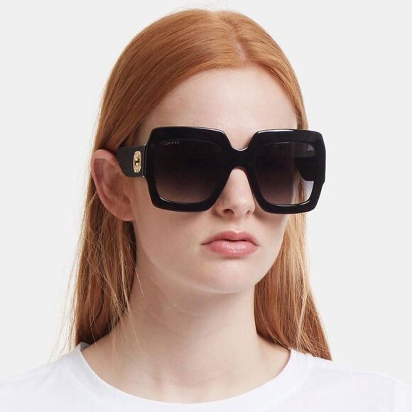 NEW Gucci  GG0053SN 001 Black Gray Oversized Square Unisex Sunglasses - Picture 10 of 14